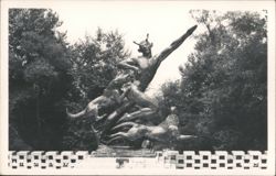 Brookgreen Gardens Bronze Sculpture of Horned Figure with Dogs Postcard