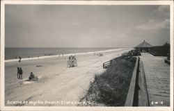 Myrtle Beach State Park Beach Scene with Boardwalk and Pavilion Postcard