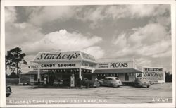 Stuckey's Candy Shoppe & Pecans Roadside Store with Cars Postcard