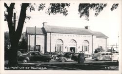 U.S. Post Office, Houma with Vintage Cars Postcard