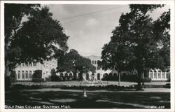 Gulf Park College Campus View with Trees and Fountain Postcard