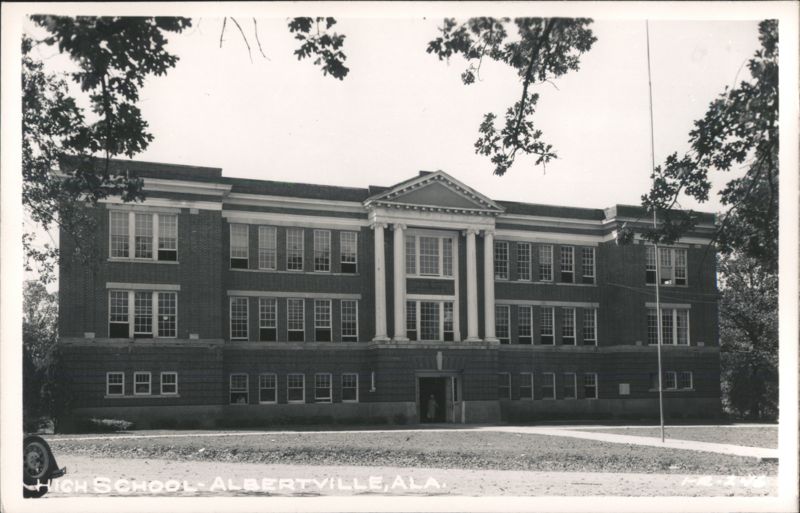 Brick High School Building with Columns and Pediment Albertville Alabama