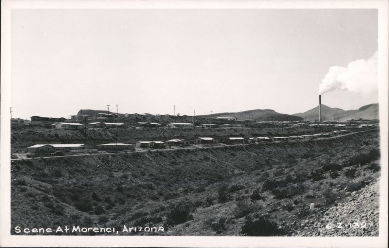 Hillside Homes and Industrial Smokestack Morenci Arizona