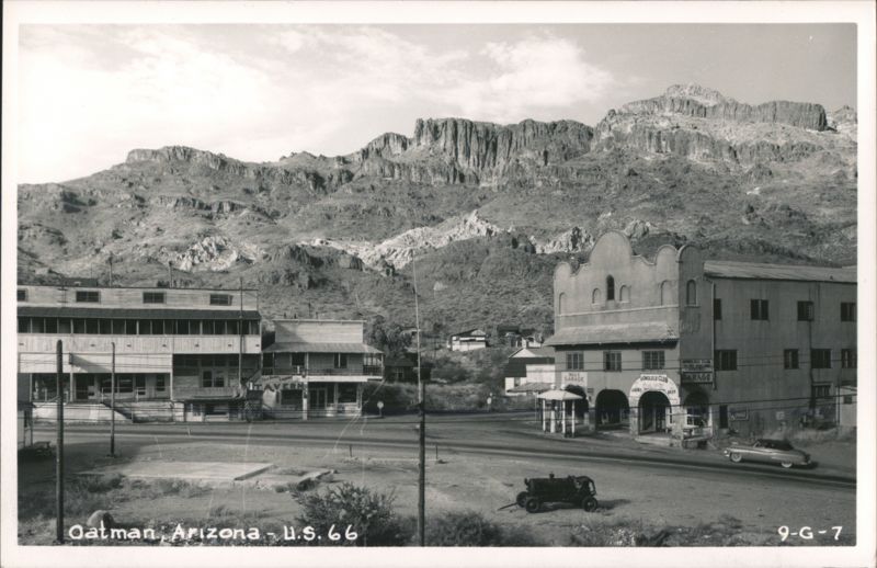 Street View of Oatman, Arizona on U.S. 66 with Mountains