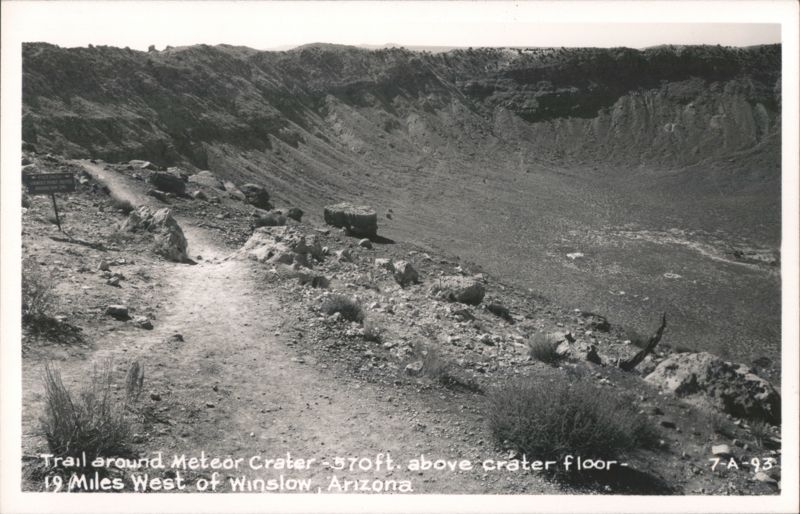 Trail around Meteor Crater, 570ft. above crater floor Winslow Arizona