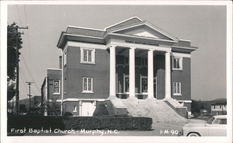 First Baptist Church, Brick Building with Columns and Steps Murphy North Carolina