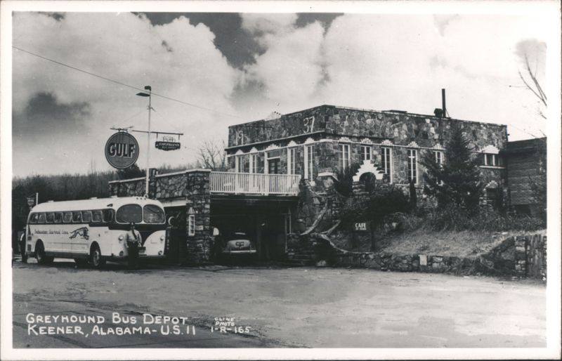 Greyhound Bus Depot & Cafe, Keener, AL on U.S. 11 with Gulf Sign Alabama
