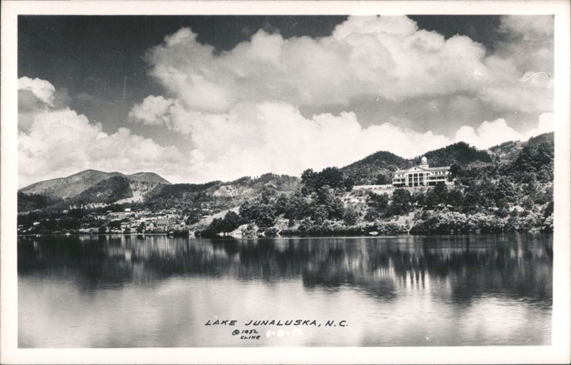 Lake Junaluska with Buildings on Hillsides and Cloudy Sky North Carolina