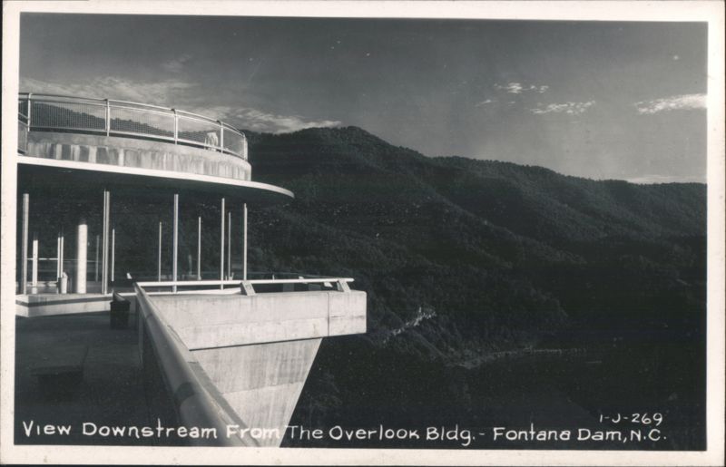 View Downstream From The Overlook Bldg. - Fontana Dam North Carolina