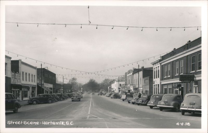 Street Scene with Cars and Businesses, Hartsville South Carolina