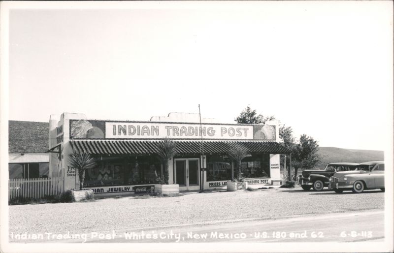 Indian Trading Post with Cars, White's City, New Mexico Whites City