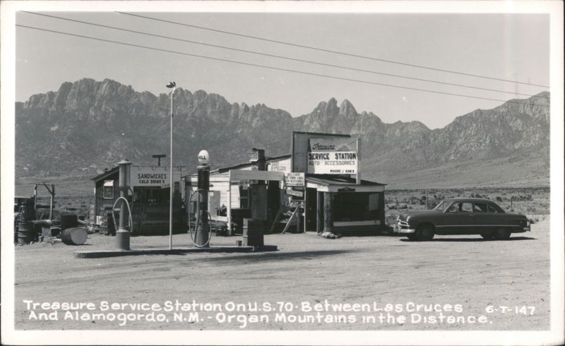 Treasure Service Station, U.S. 70, Organ Mountains in Distance Alamogordo New Mexico