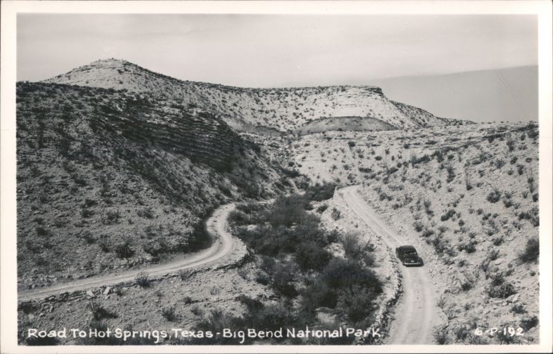 Road To Hot Springs, Big Bend National Park, Texas with Car on Winding Road