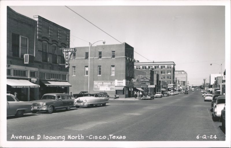 Avenue D Street Scene, Cisco, TX with Moore & Dean Drug Stores Texas