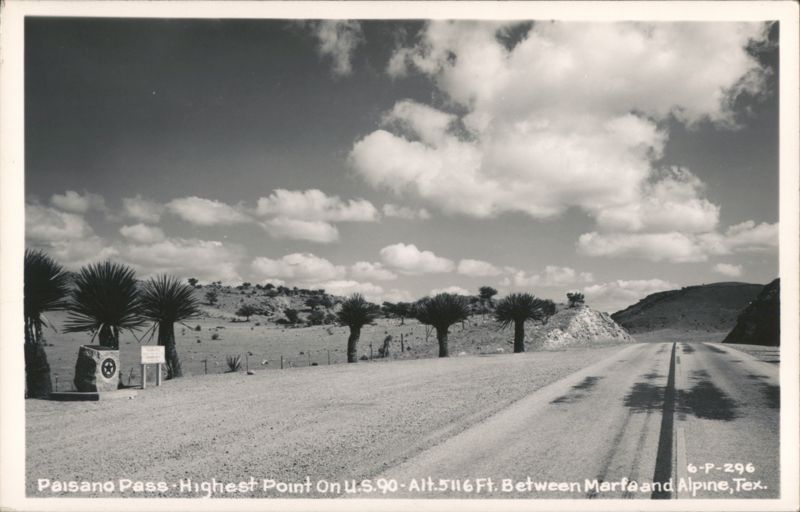 Paisano Pass - Highest Point On U.S. 90 - Alt. 5116 Ft. Texas