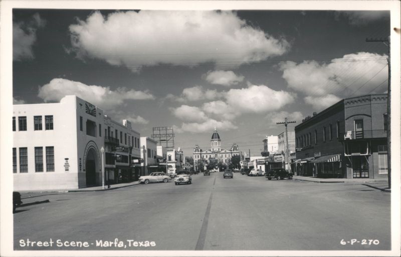 Street Scene, Marfa, Texas with County Courthouse