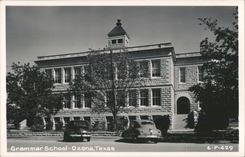 Grammar School in Ozona, Texas with Vintage Cars