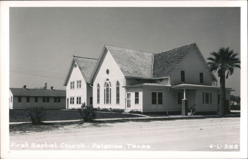 First Baptist Church, White Wooden Building Palacios Texas