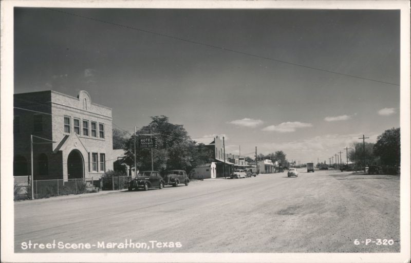 Street Scene with Hotel Parkway & Coffee Shop, Marathon Texas