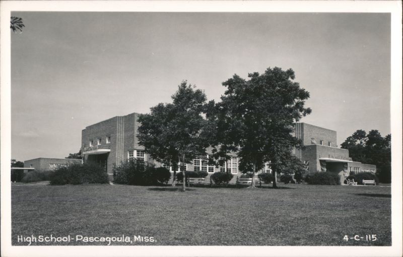 High School Building with Lawn and Trees Pascagoula Mississippi