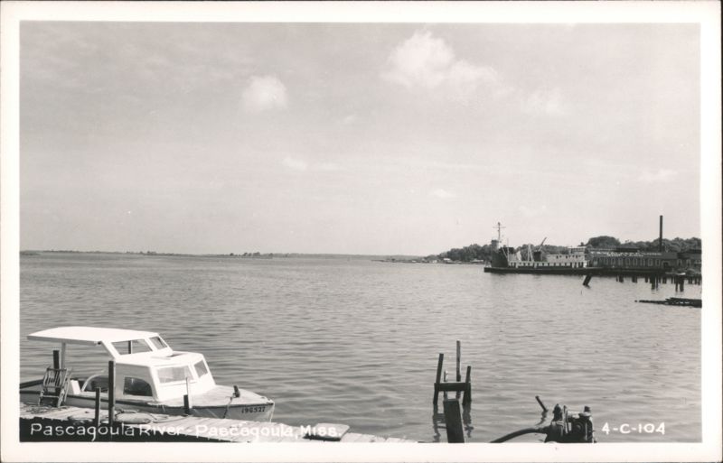 Pascagoula River with F.B. Walker & Sons Shipyard and Boats Mississippi