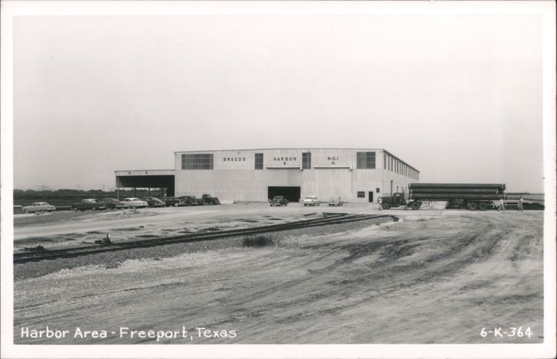 Harbor Area with Brazos Harbor No. 1 Building and Trucks Freeport Texas