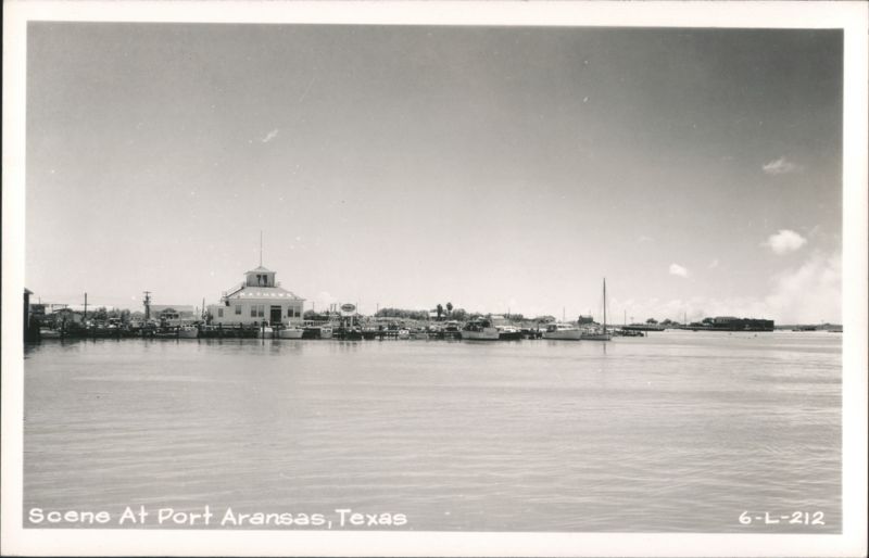 Port Aransas Harbor Scene with Mathews Building Texas