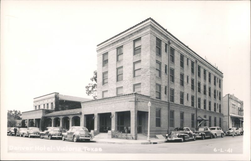 Denver Hotel, Victoria, Texas with Cars Parked on Street
