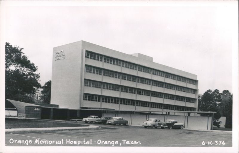 Orange Memorial Hospital, Orange, Texas with Vintage Cars