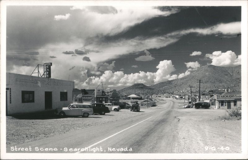 Street Scene with Crystal Cafe and Searchlight Casino Nevada
