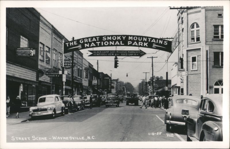 Street Scene, Great Smoky Mountains National Park Banner, Waynesville, NC North Carolina