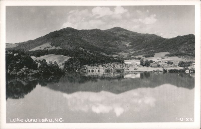 Lake Junaluska, NC View with Mountains and Building Reflection North Carolina