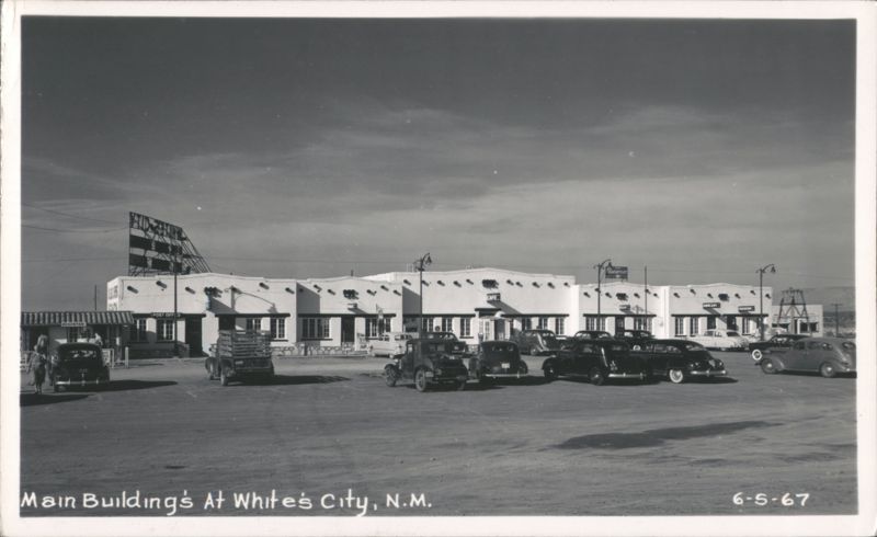 Main Buildings, Businesses, and Cars, White's City, NM Whites City New Mexico