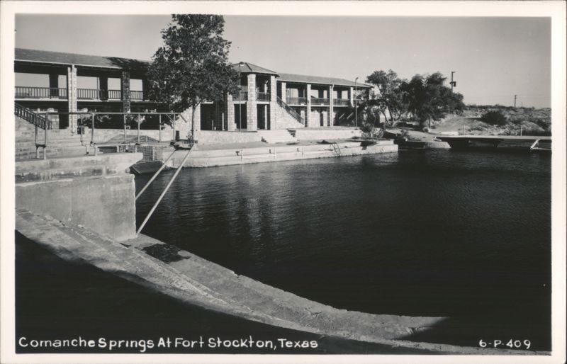 Comanche Springs with Buildings and Trees at Fort Stockton Texas