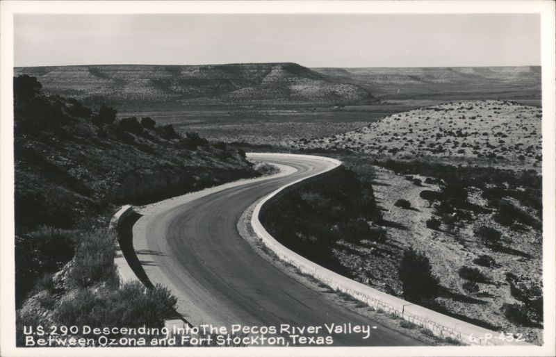 U.S. 290 Descending into The Pecos River Valley Texas