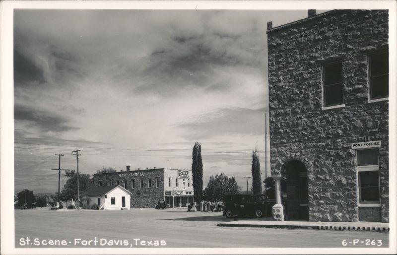 Street Scene - Hotel Limpia, Post Office - Fort Davis, TX Texas