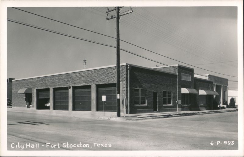 City Hall and municipal building with multiple garage doors Fort Stockton Texas