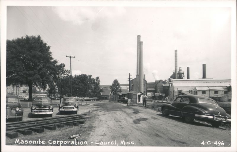 Masonite Corporation Industrial Complex with Cars and Railroad Tracks Laurel Mississippi