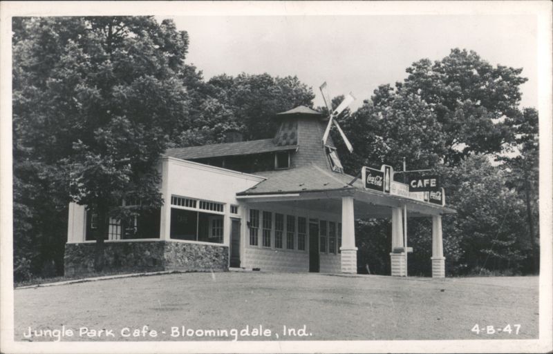 Jungle Park Cafe with Windmill and Coca-Cola Sign Bloomingdale Indiana