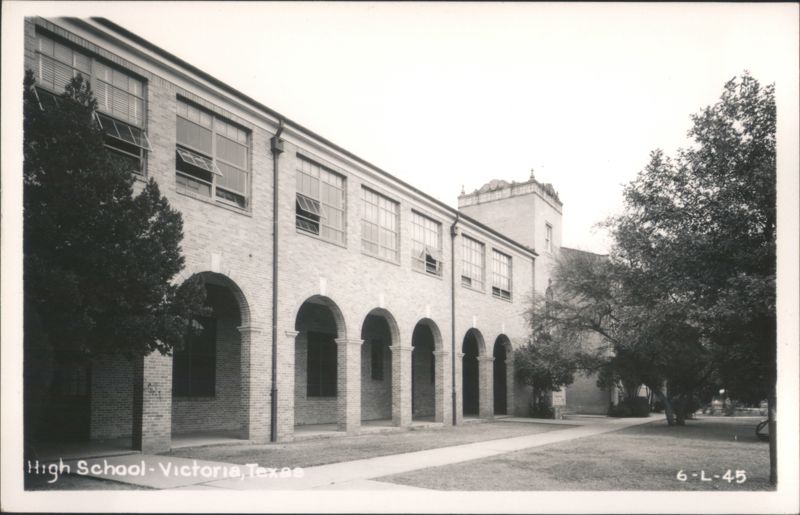 High School Building with Arches and Tower Victoria Texas