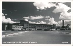 The Flamingo Hotel and Parking Lot Postcard
