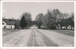 Main Street View with Houses and Cars, Menlo, GA, 1952 Postcard