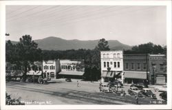 Trade Street Scene with Cars & Buildings, Tryon, NC Postcard