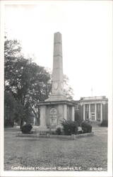 Confederate Monument, Central School in background Postcard