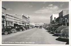 Street Scene with Parked Cars, Businesses, and Western Union Postcard
