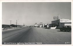 Anthony, New Mexico - Texas Street Scene with Motels and Coffee Shop Postcard