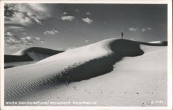White Sands National Monument - Person on Dune with Footprints Postcard