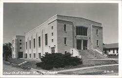 Church of Christ building with prominent entrance and steps Postcard