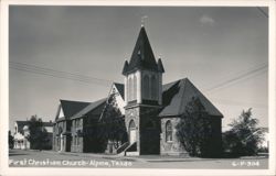 First Christian Church with Stone Facade and Steeple Postcard