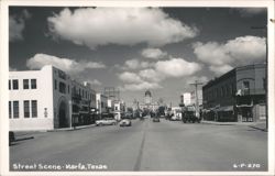 Street Scene, Marfa, Texas with County Courthouse Postcard
